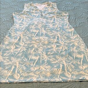 Reel Legends Light Blue and White Palm Print Sleeveless Dress